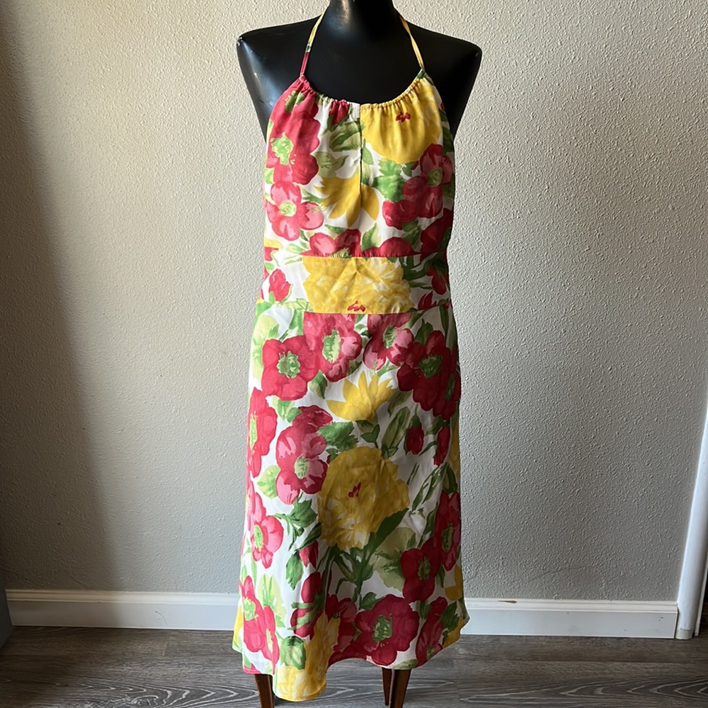 LOFT Floral Silk Halter Dress